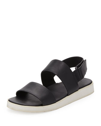 Vince Brennen Double-Strap Leather Sandal, Black