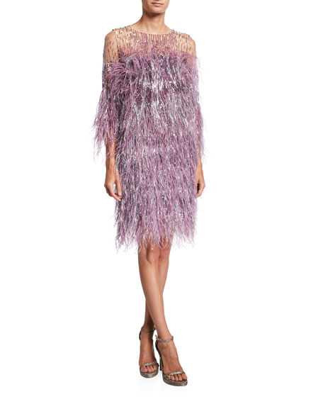 red feather cocktail dress