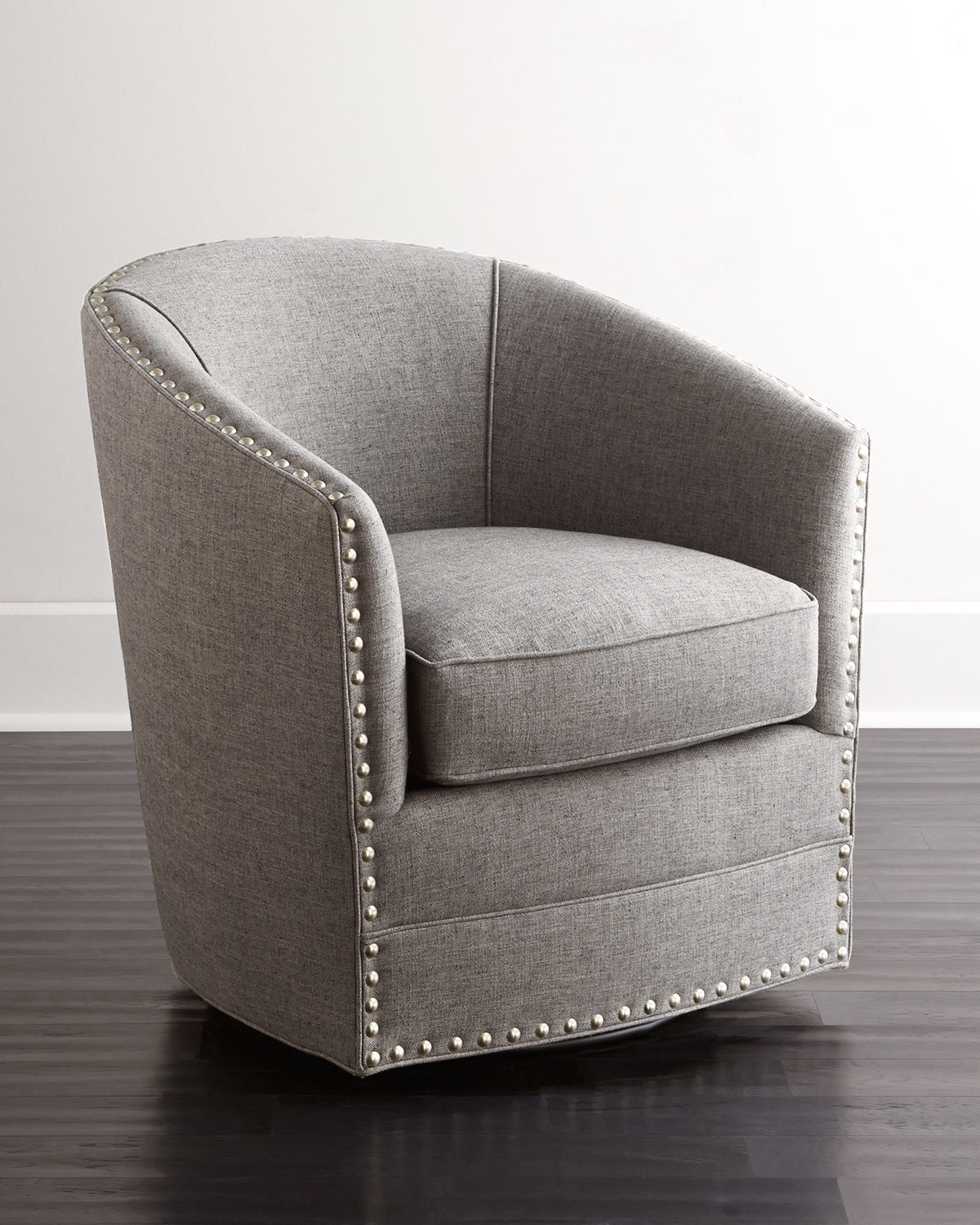 Bryn St. Clair Light Gray Tweed Swivel Chair | Neiman Marcus