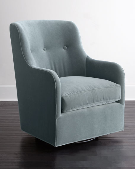 Cali St. Clair Sky Blue Velvet Swivel Chair | Neiman Marcus