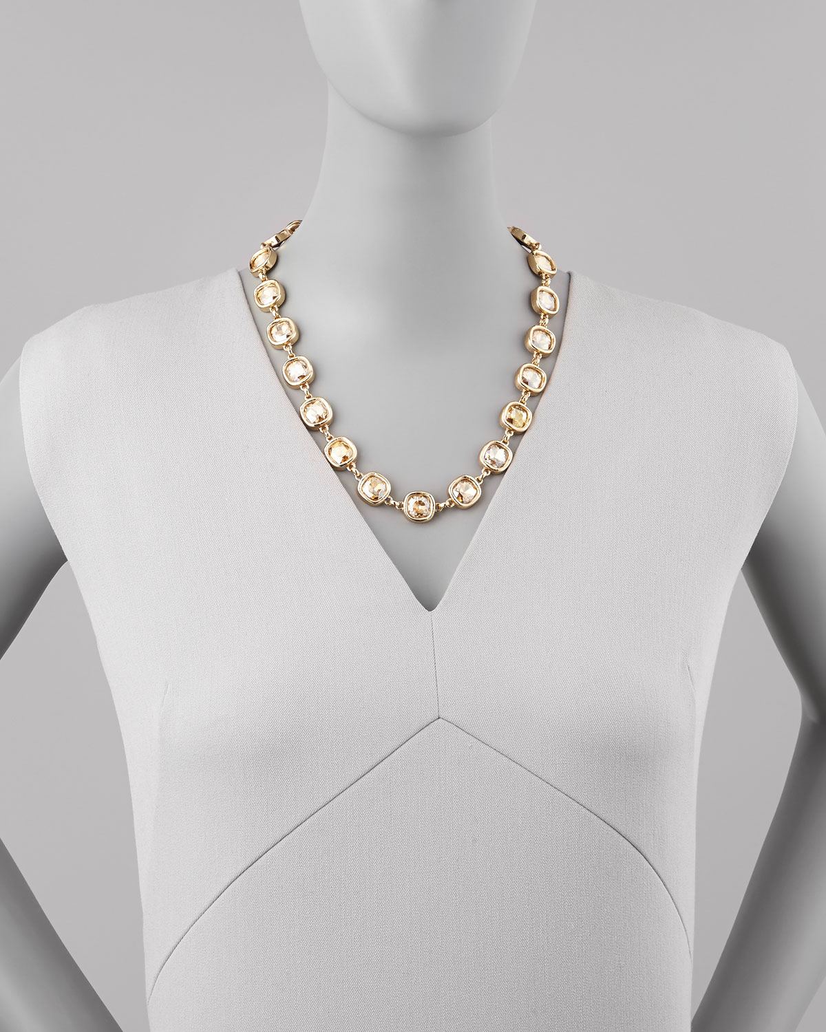 Lee Angel Cushion Crystal Necklace, 20"L