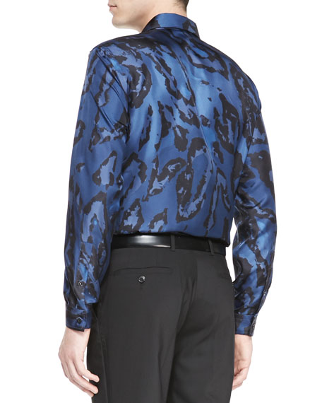 Long-Sleeve Leopard-Print Shirt