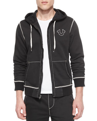 True Religion Contrast-Stitch Hoodie 