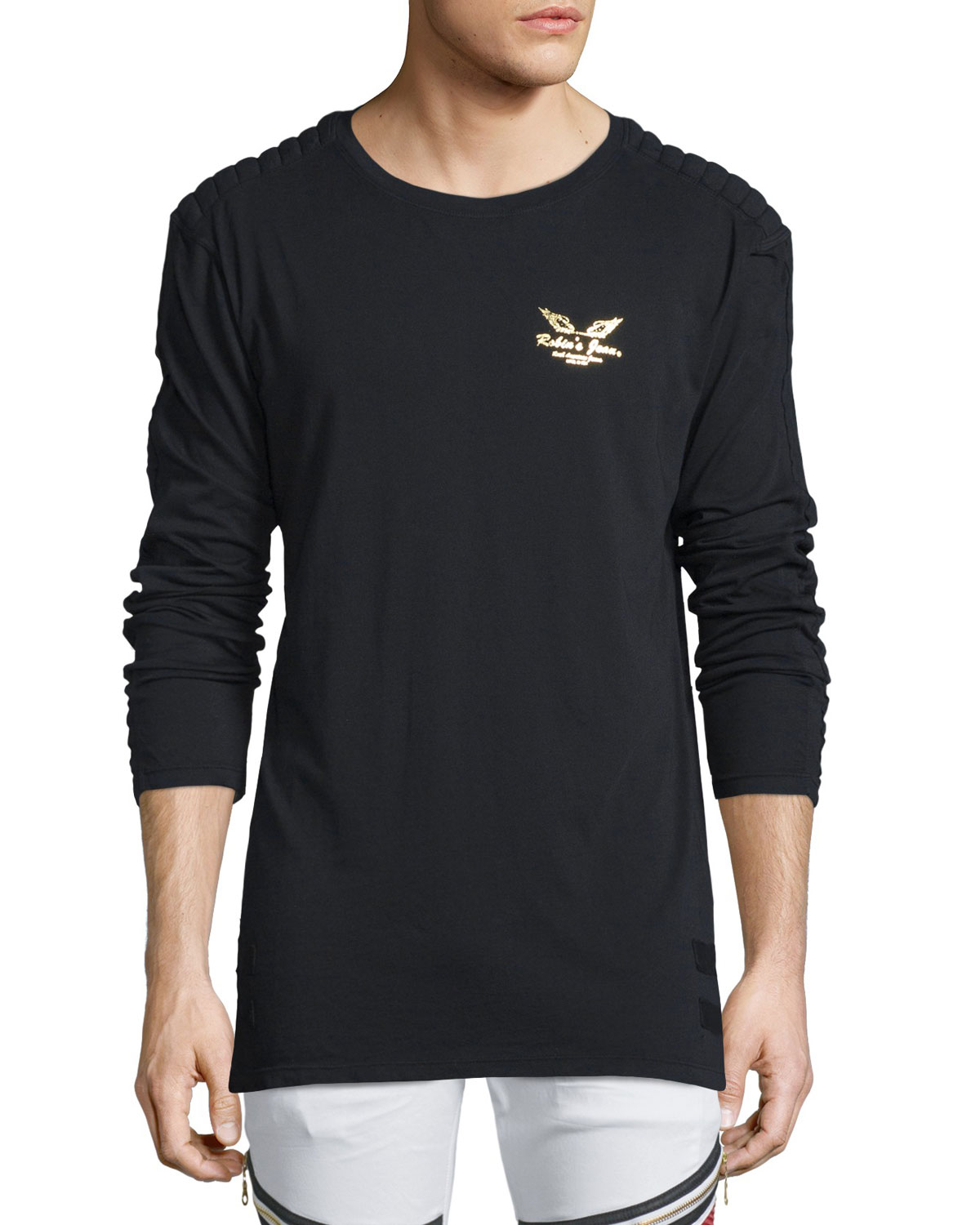 Jeans Gold Foil Logo-Print Long-Sleeve 