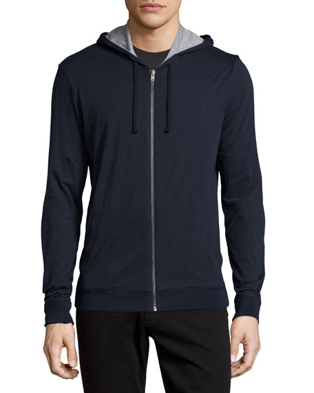 Vince Reversible Double-Layer Zip-Up Hoodie, Navy | Neiman Marcus