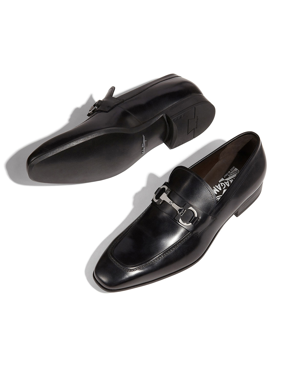 Gancini-Bit Leather Loafer, Black and 