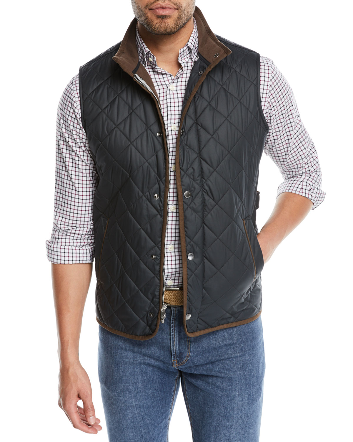 Peter Millar Men's Essex SnapFront Quilted Vest Neiman Marcus