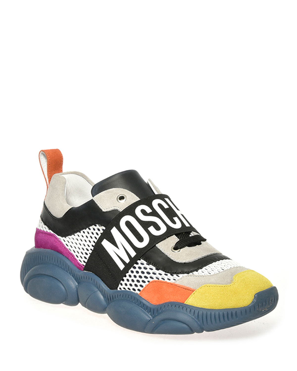 moschino logo leather platform sneakers
