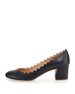 chloé scalloped leather block pumps