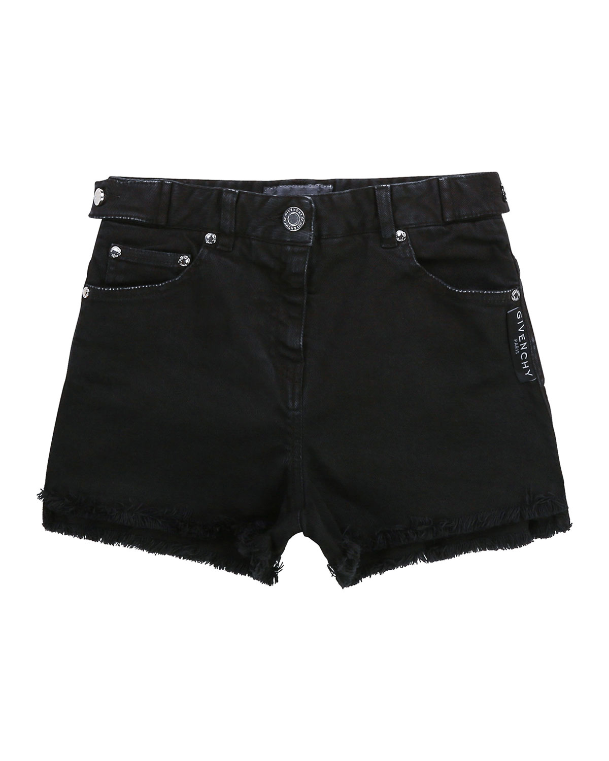Girl's Logo-Print Raw-Edge Denim Shorts 