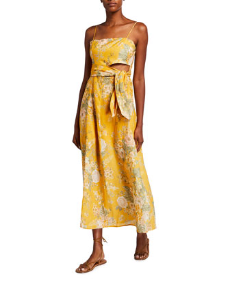 Zimmermann Amelie Linen Scarf-Tie Dress 