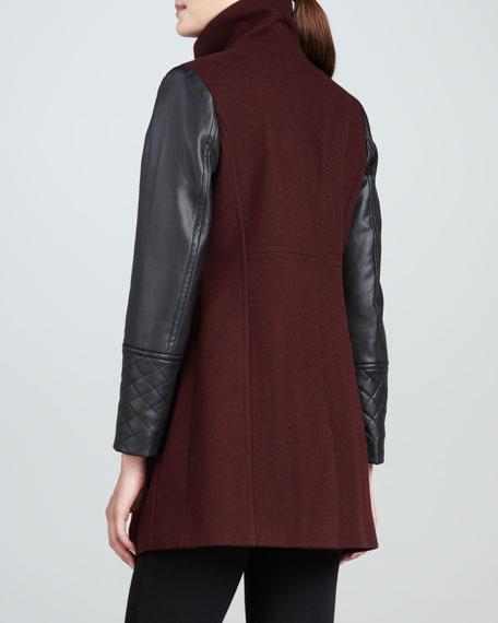 michael kors burgundy leather jacket 
