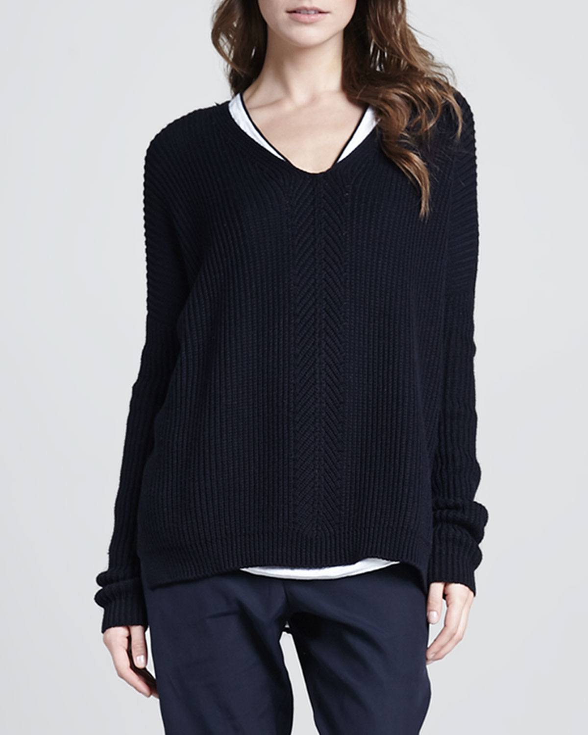 Vince Ribbed VNeck Sweater