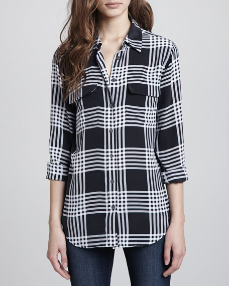 Equipment Signature Silk Plaid Blouse