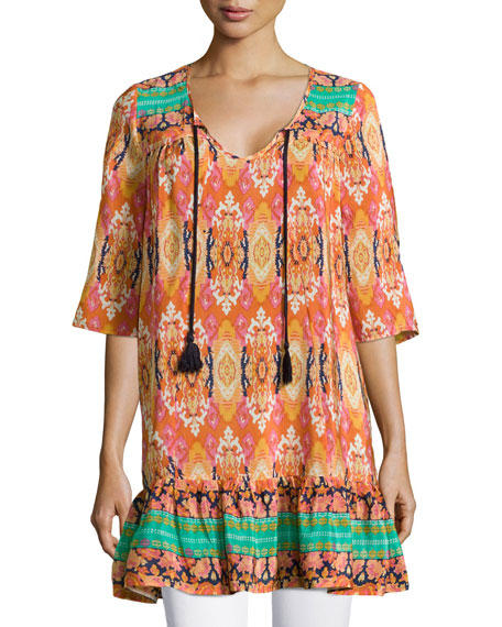 Tolani Devina Tie-Neck Printed Tunic 