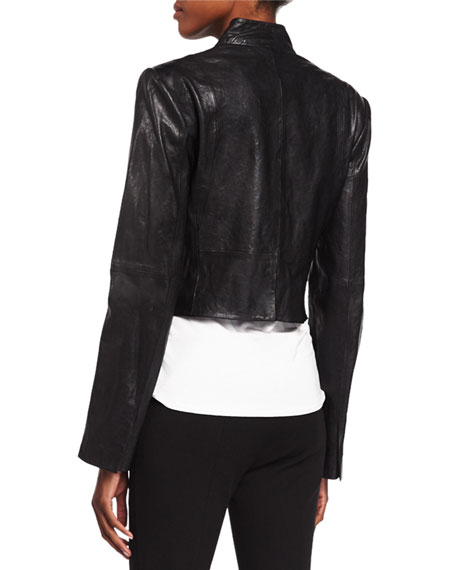 Halston Heritage Cropped Leather Jacket 