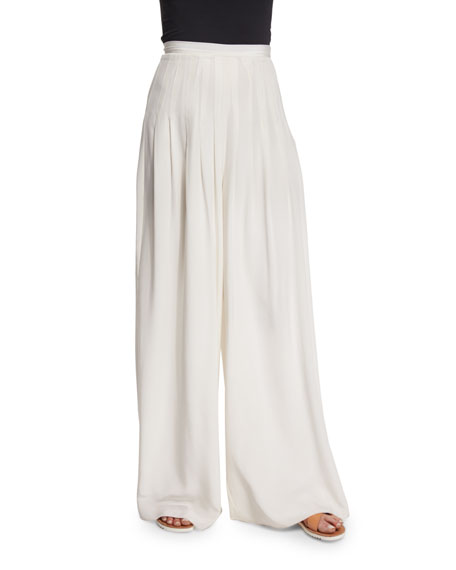 Waist Wide-Leg Pants, Ivory