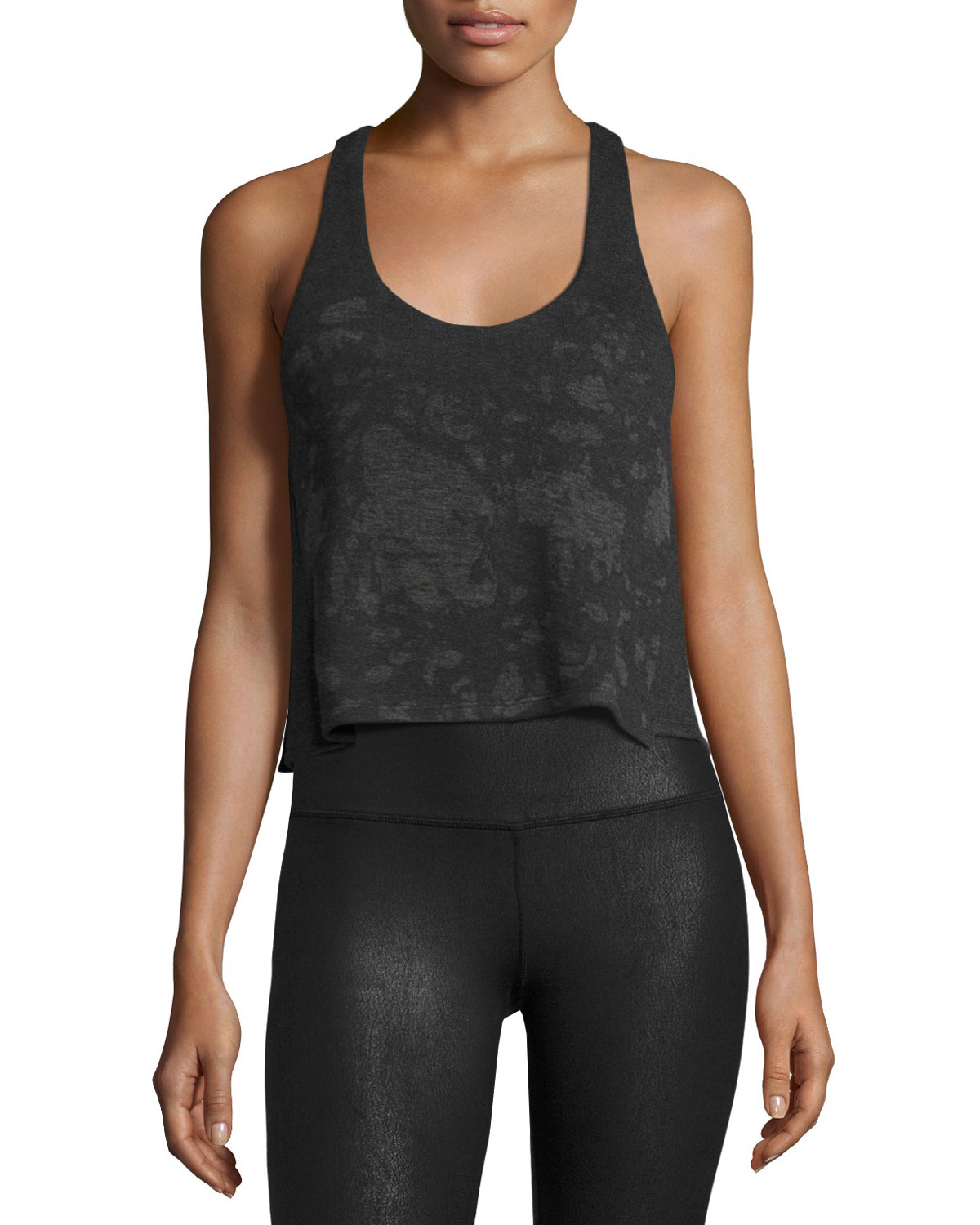 Alo Yoga Step Tank Racerback Top, Charcoal Neiman Marcus