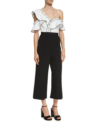 Self-Portrait Monochrome Frill Jumpsuit 