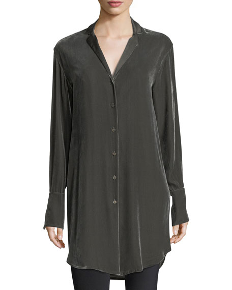 velvet button down tunic