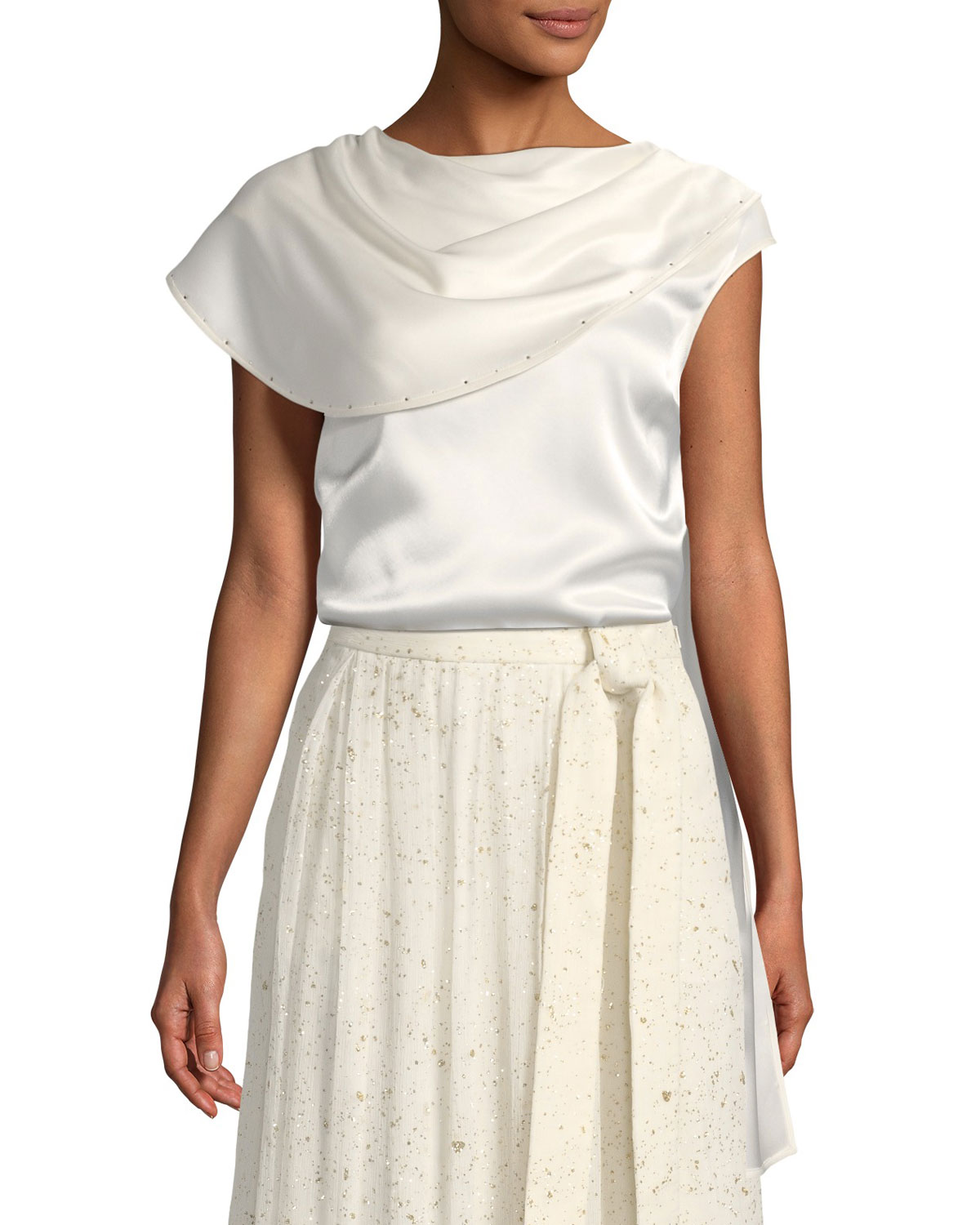 Liquid Satin Top with Attach Wrap and 