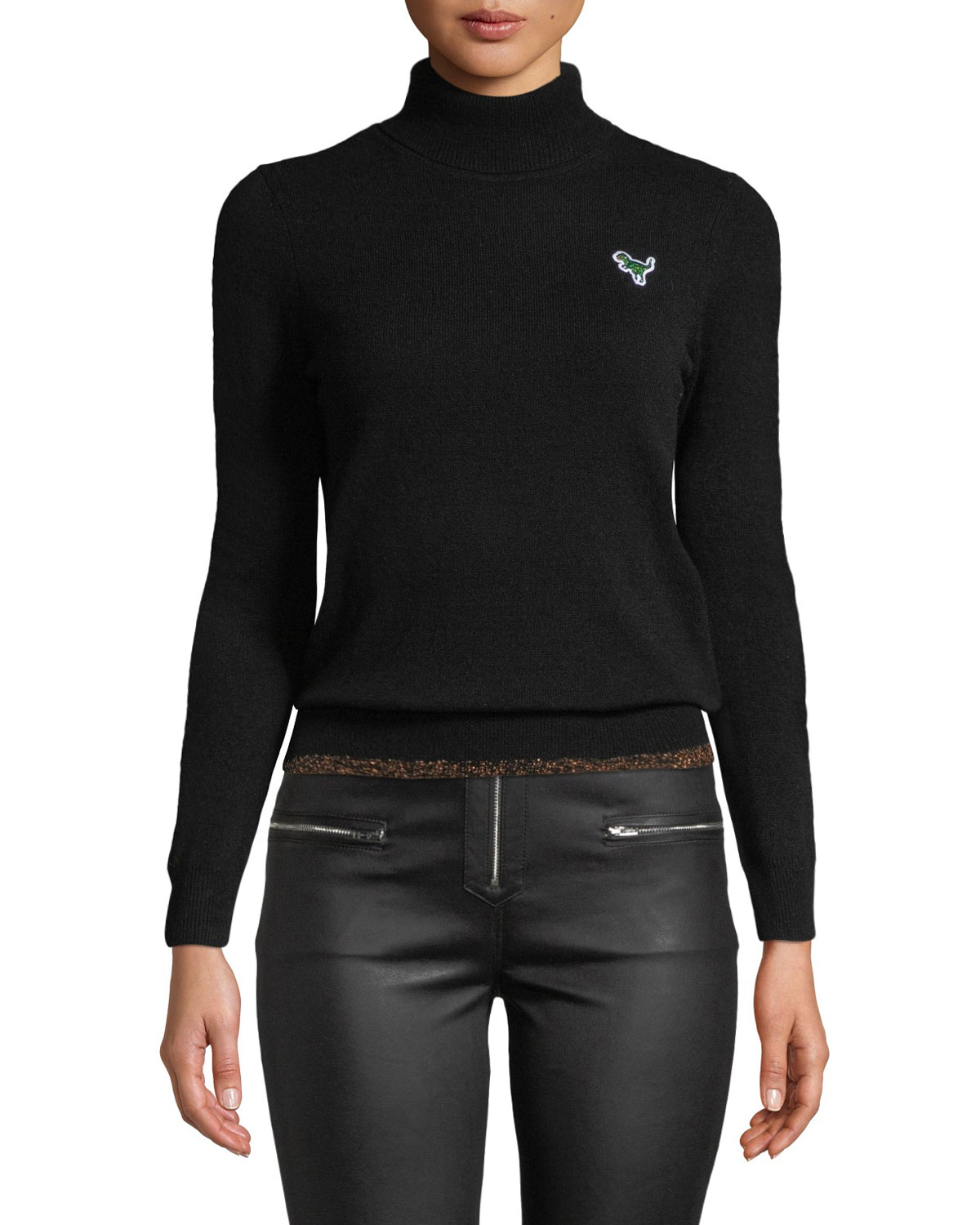 Coach Metallic-Hem Turtleneck Sweater w 