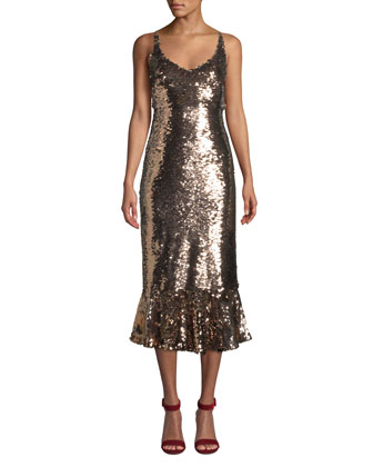 Saloni Aidan Sequined Midi Flounce 