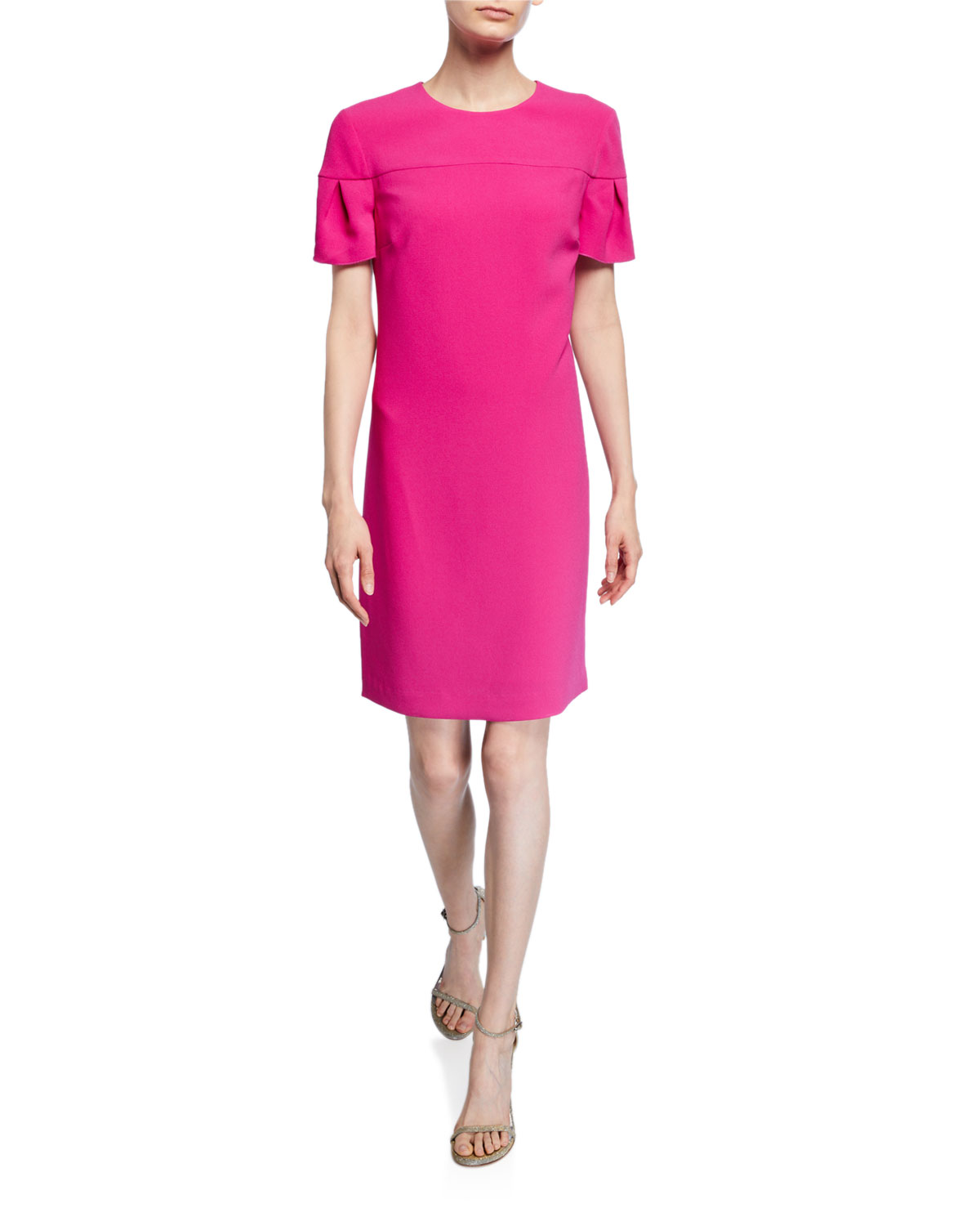 Trina Turk Jacinta Petal-Sleeve Crepe Shift Dress | Neiman Marcus