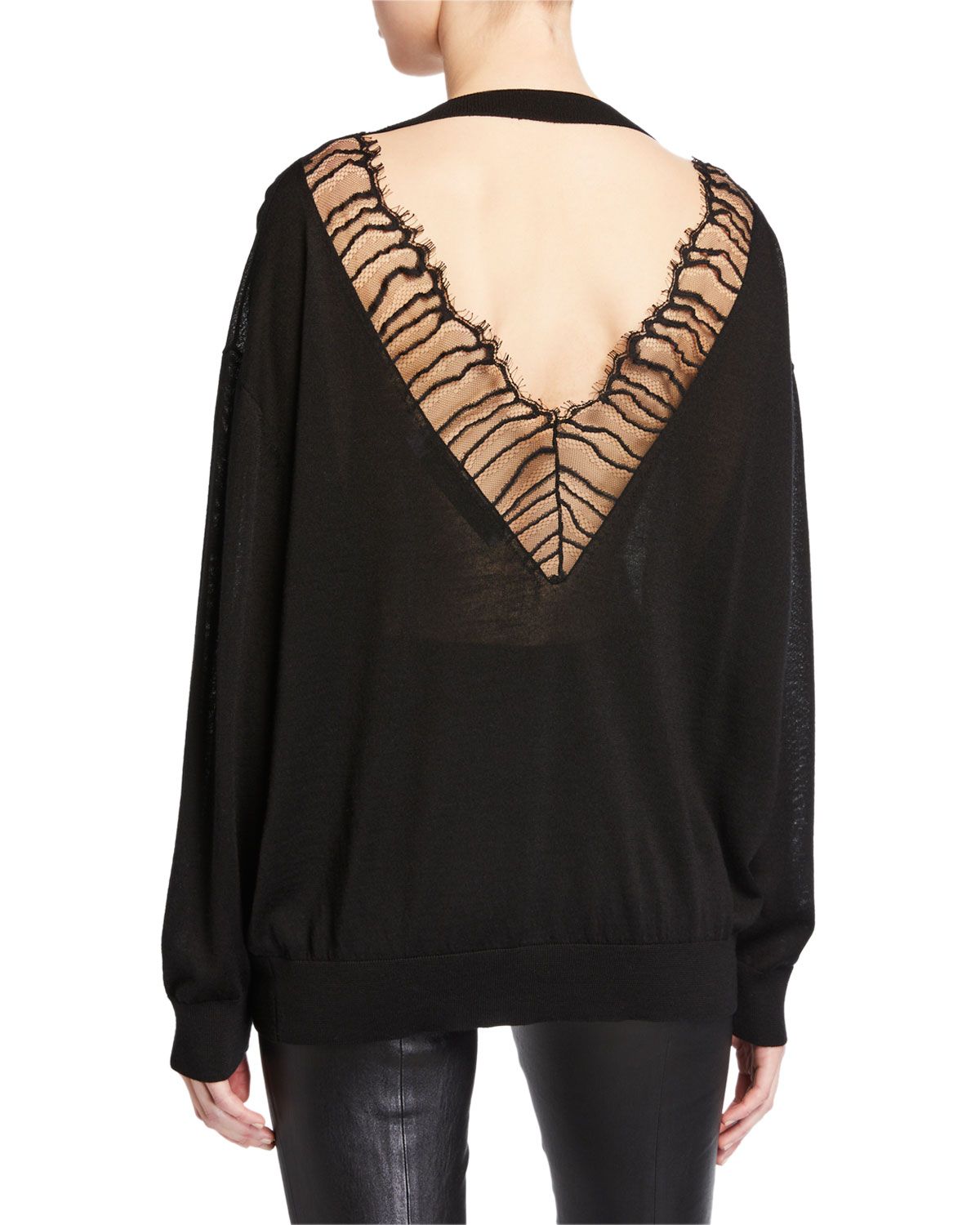 Iro Ladson Lace-Back Crewneck Pullover 