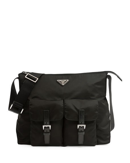 Prada Vela Double-Pocket Messenger Bag 