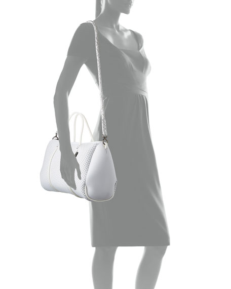 State Of Escape Women’s Black Prequel Medium Perforated Crossbody Bag – Neoprene, Zip Closure