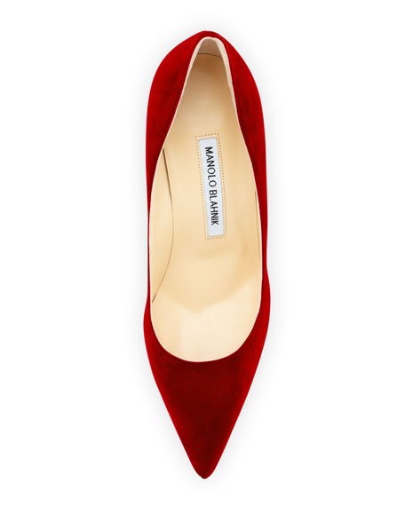 Manolo Blahnik BB Suede 70mm Pump, Ruby 