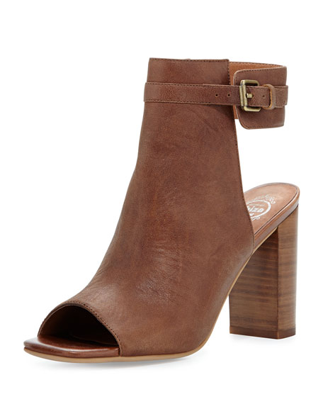 tan leather peep toe