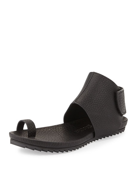 Pedro Garcia Vania Leather Toe-Ring Sandal, Black | Neiman Marcus