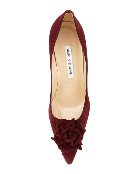 Manolo Blahnik Lisa Suede Flower 90mm 