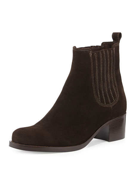 Low-Heel Ankle Boot, Brown | Neiman Marcus
