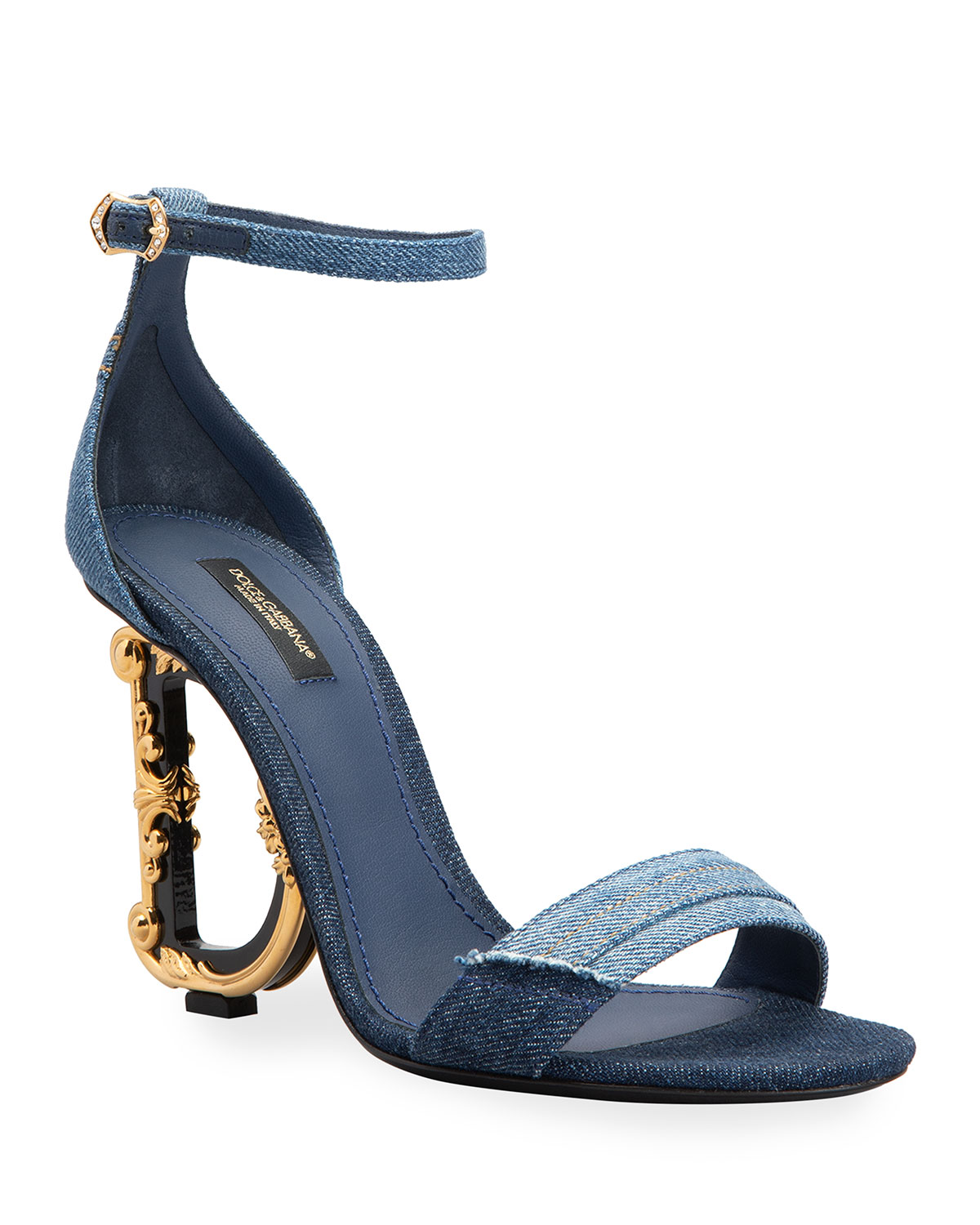 Dolce & Gabbana Denim Barocco-Heel Sandals