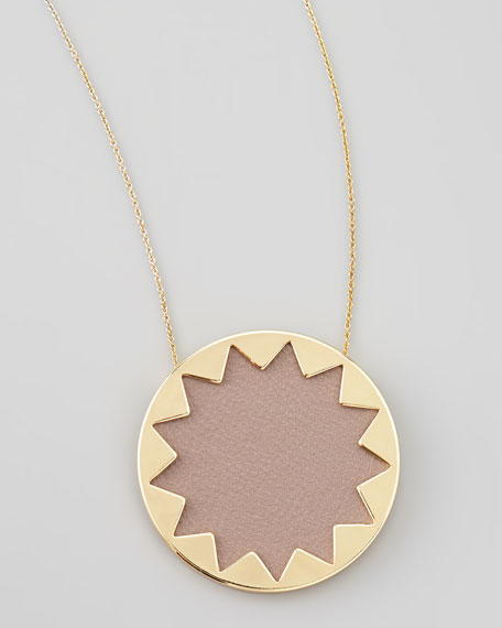 Harlow Sunburst Pendant Necklace, Khaki
