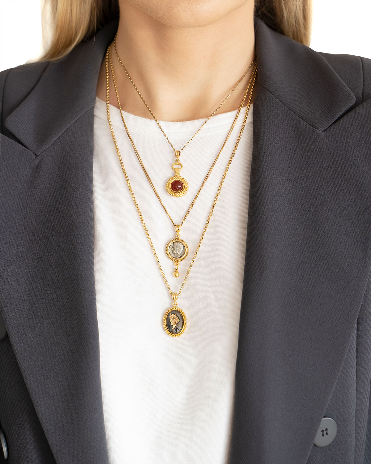 Ben-Amun Triple-Layered Charm Necklace 