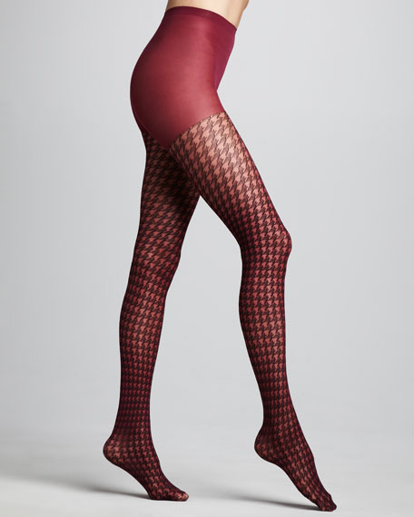 Hue Houndstooth Tights, Vineyard