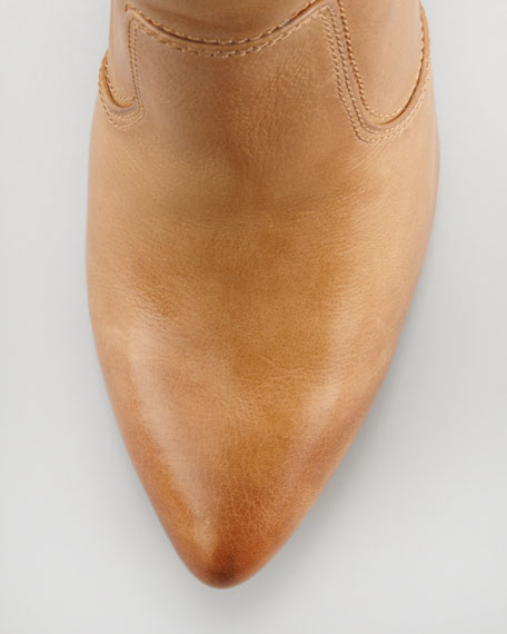 Frye Regina Mid-Heel Leather Boot, Camel