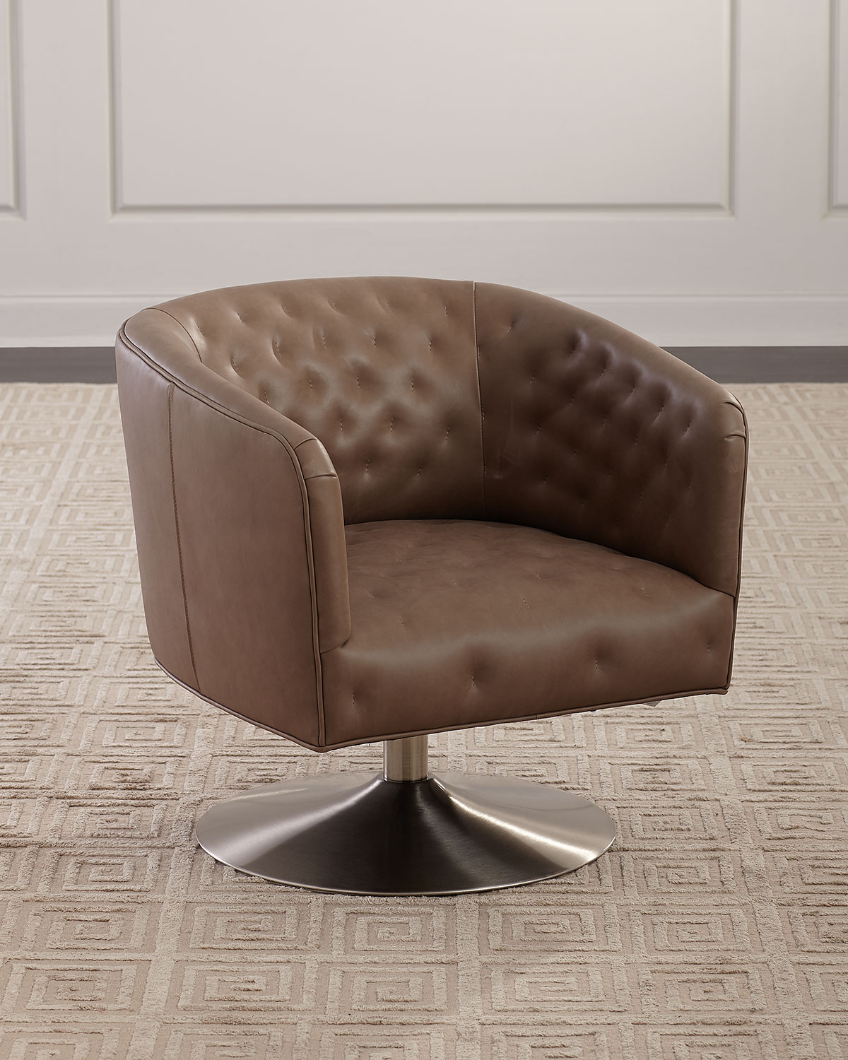 Bernhardt Geneva Leather Swivel Chair | Neiman Marcus