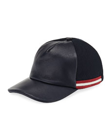 Bally Leather-Front Baseball Hat 