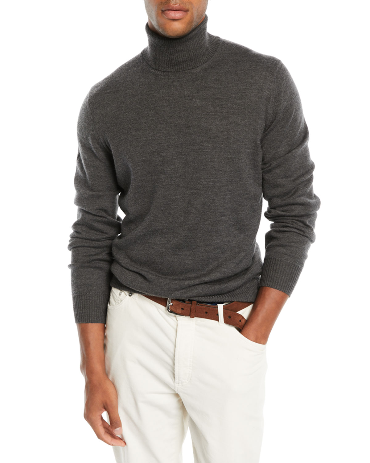 Brunello Cucinelli Men's Wool-Cashmere Chunky Turtleneck Sweater | Neiman  Marcus