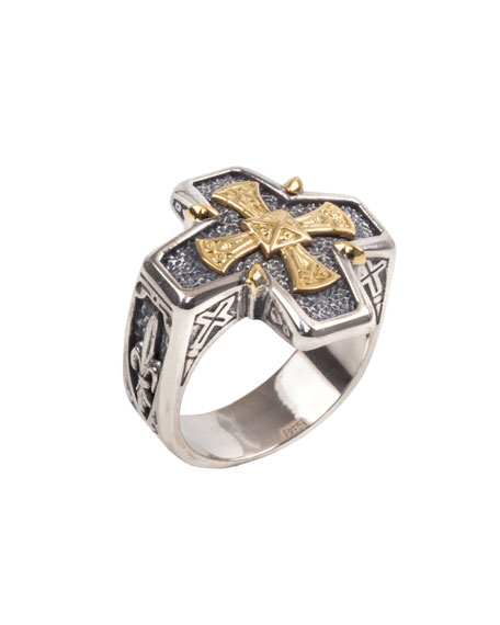 Konstantino Men's Stavros 18k Gold Cross Ring | Neiman Marcus