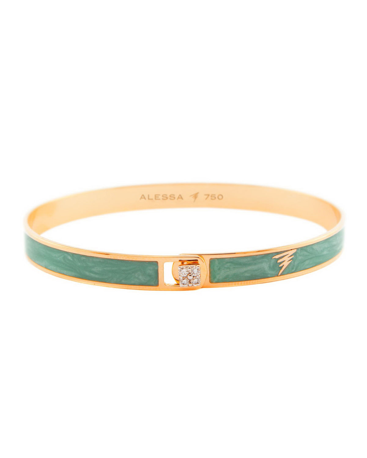 Alessa Jewelry Spectrum 18k Rose Gold Paint & Diamond Bangle, Green