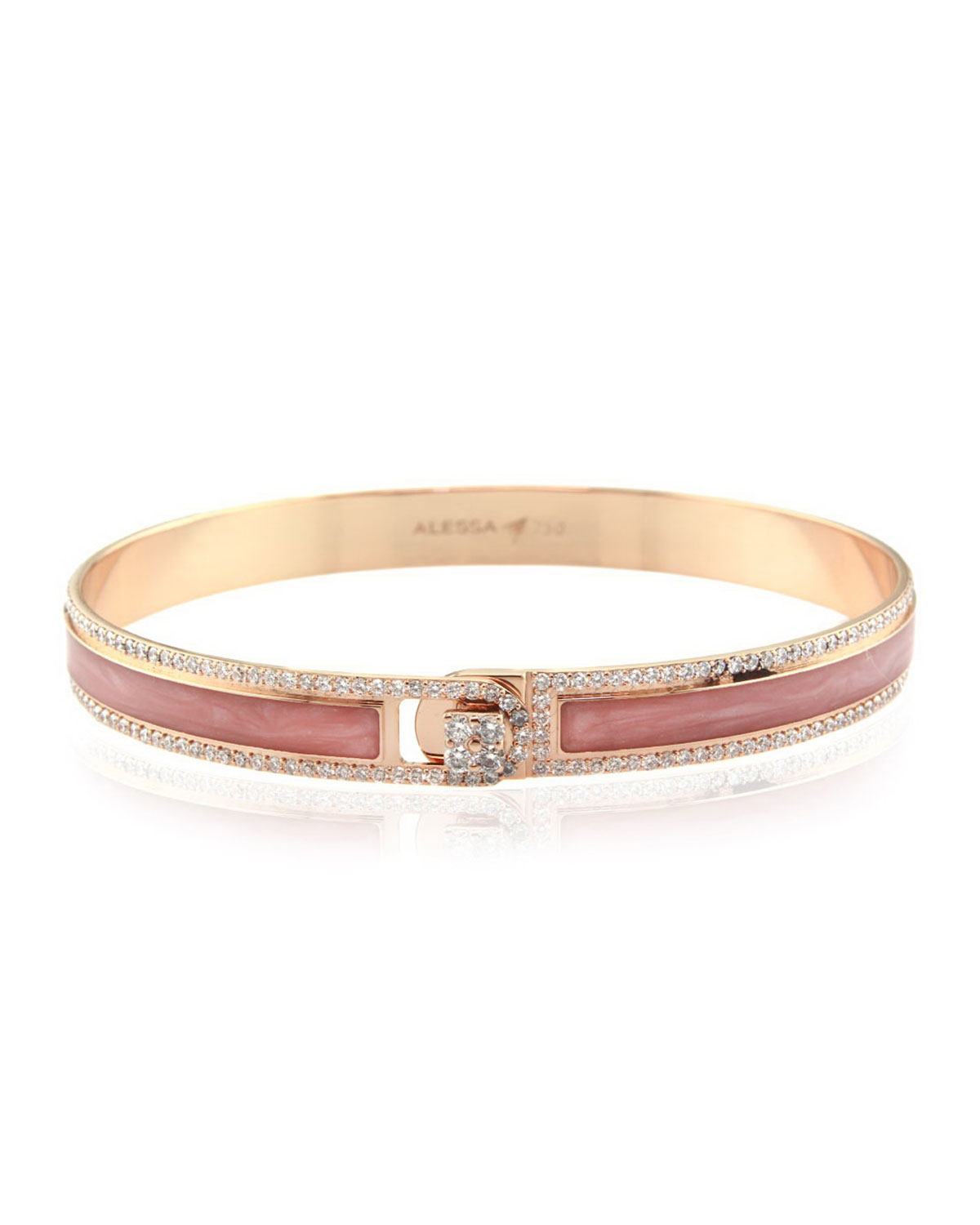 Alessa Jewelry Spectrum Painted 18k Rose Gold Bangle w/ Diamonds, Pink