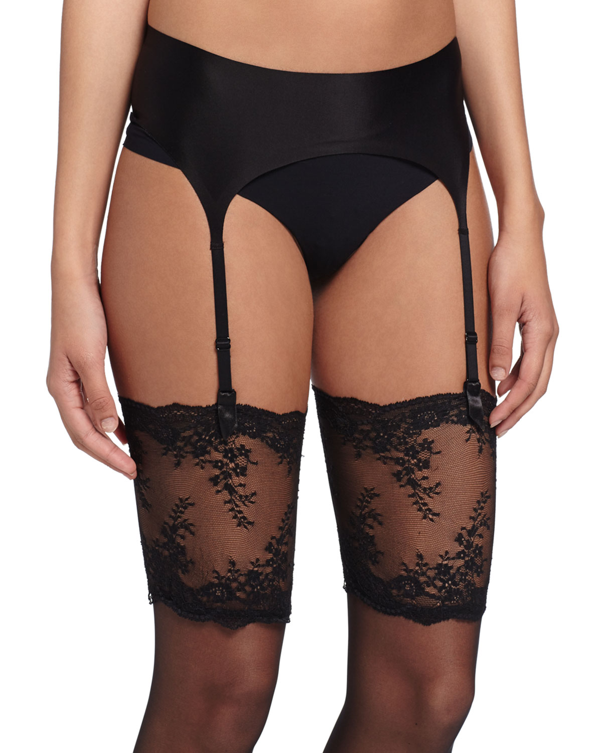 Satin Garter Belt \u0026 Filigra Lace-Trim 