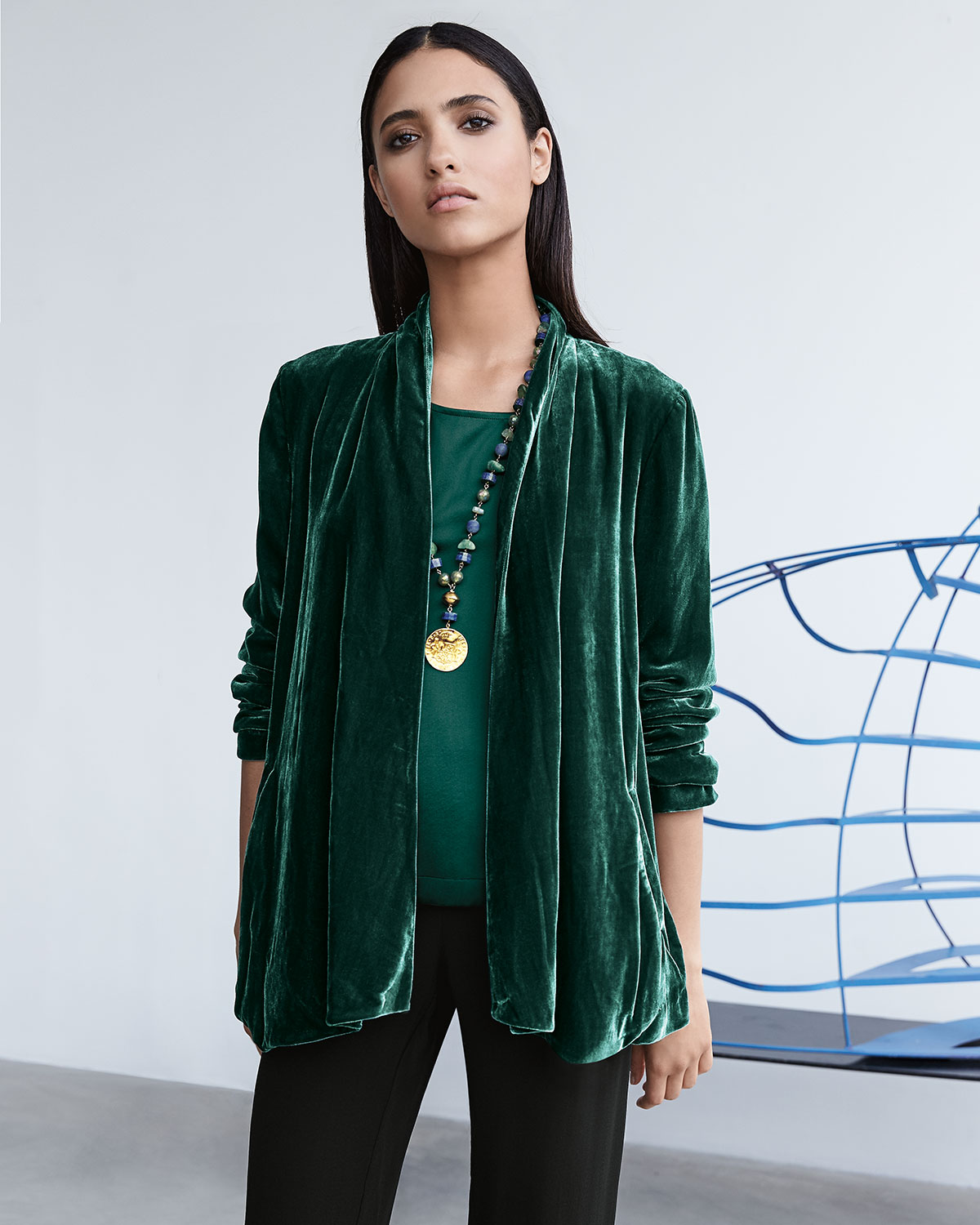 eileen fisher green velvet jacket, Off 