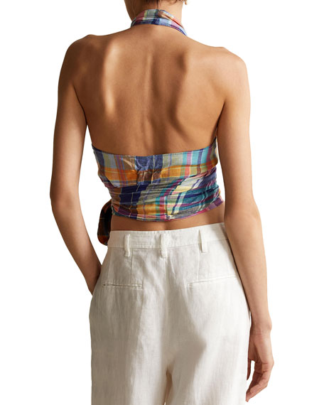 madras linen halter top